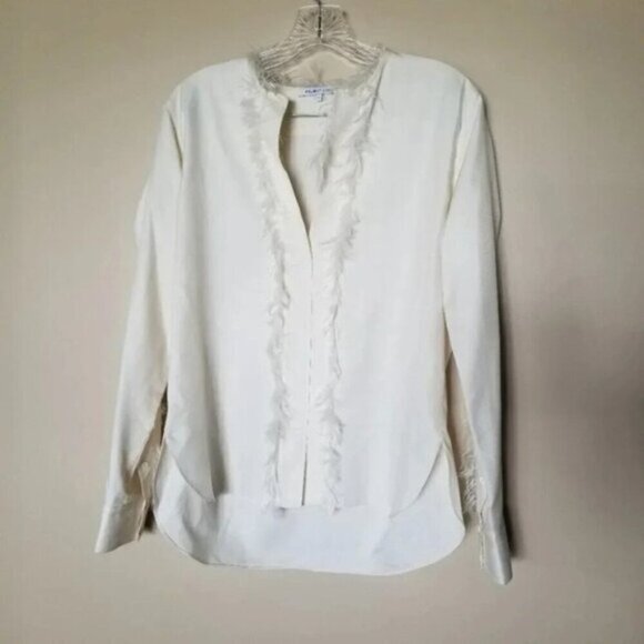 Helmut Lang Silk Feather Trim Tunic Blouse S - Picture 6 of 15